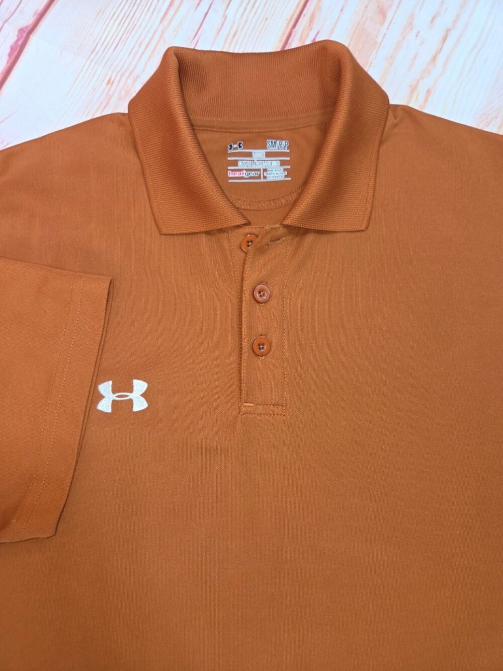 Under Armour HeatGear Loose Fit Burnt Orange Polo Size Small